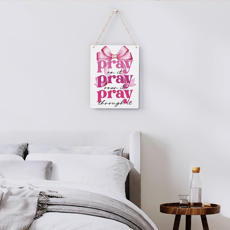 BELLOWDEER Pink Room Decor Christian Wall Decoration Bedroom Decor for Teen Girls Pink Dorm Room Decoration Bible Verses Wall Decor for Women Gift, Wooden Sign Wall Art Easter Decoration for Farmhouse Home Porch Bedroom Office - Image 3